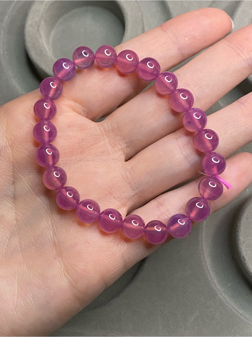 Pink Star Ruby Bracelet 8.2mm Natural Gemstone Bracelet Purple Pink Star Effect